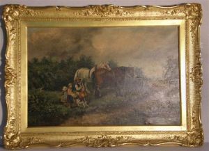 Country Scene With Horses And Figures Country Scene With Horses And Figures