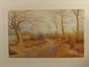 A Watercolour Autumn Landscape by H.J. Lockley