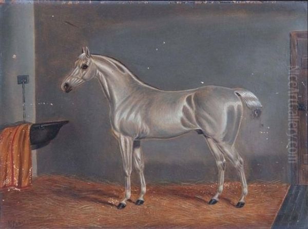 A White Hunter In A Stable And A Black Hunter In A Stable - view 1
