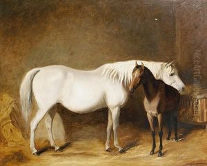 Horse And Foal In A Stable by James Loder Of Bath
