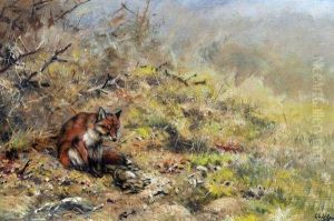 Fox And His Dinner by George Edward Lodge