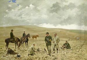 Rook Hawking Near Chesterfield, Cambridgeshire by George Edward Lodge