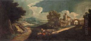 Paesaggio Con Pastore E Casa Rurale by Carlo Lodi