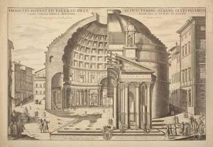 Prospetto Interno Ed Esterno Dell' Antico Tempio Romano Detto Pantheon by Carlo Lodi