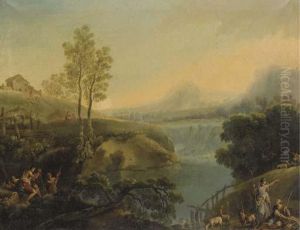 Paesaggio Fluviale Con Pastori E Pescatori by Carlo Lodi
