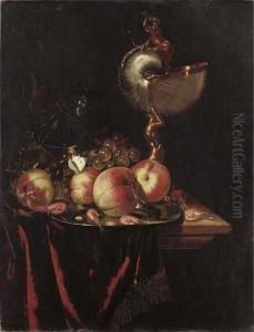 Fruits, Crustaces Et Nautile Sur Un Entablement by Harmen Loeding