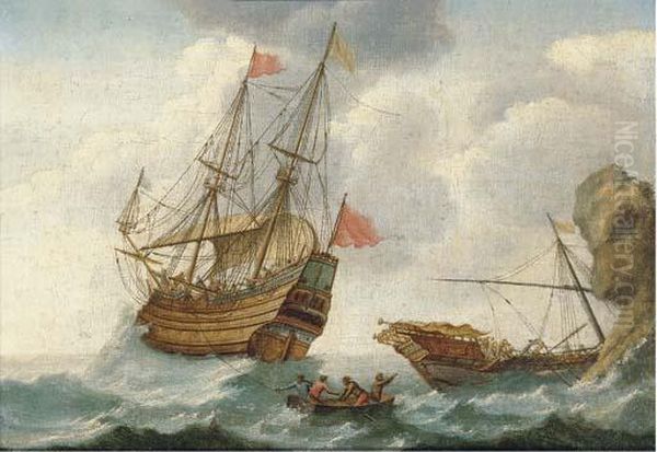 A Warship In Distress Off The Coast - view 1