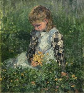 "sitzendes Madchen Auf Einer Sommerwiese"
Impressionistisches Kinderbildnis Mit Blumen by Franz Loffler