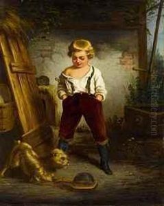 Knabe Mit Hund by Leopold Loeffler