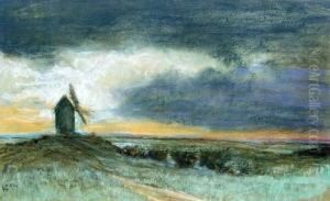 Landschaft Mit Windmuhle by Alfred Loges