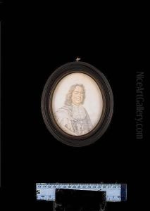 A Gentleman, Wearing Grey Cloak Over Coat, White Chemise And Tied White Lace Cravat. by David Loggan
