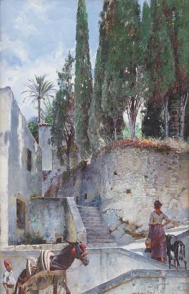 Figures And Animals In A Spanish Village - view 1