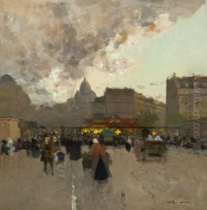 Paris, Scene Animee Porte De Clignancourt by Luigi Loir