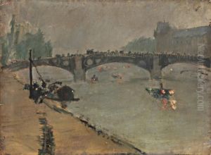 Le Pont Du Carrousel Au Crepuscule by Luigi Loir
