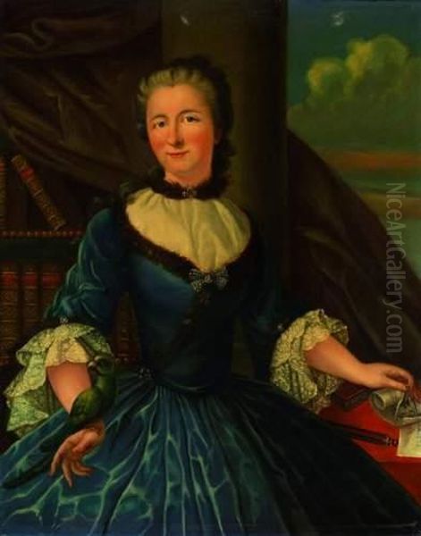 Portrait De La Marquise Emilie Du Chatelet (1706 -1749) Dans Sa Bibliotheque. - view 1