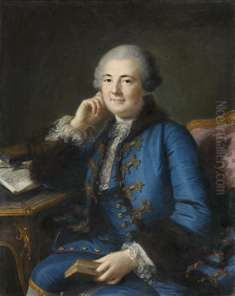Portrait De Gentilhomme Accoude A Son Bureau Et Tenant Un Livre - view 1