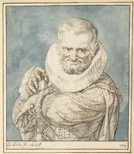 Portrait D'un Homme En Buste Portant Une Fraise Et Appuye Sur Uneepee by Jacob Lois
