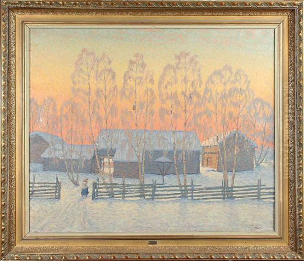 Vinterlandskap Med Gard - Signerad A. Loman - view 1