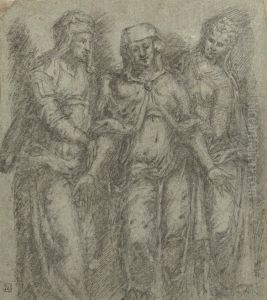 The Grieving Virgin With Two Women The Grieving Virgin With Two Women