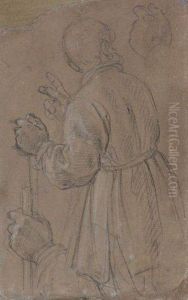 Etude D'homme De Dos S'appuyant Sur Un Baton by Aurelio Lomi