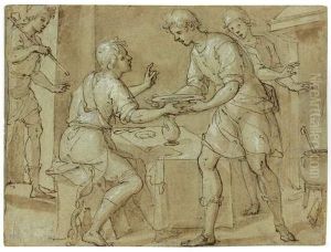 Recto : Scene Biblique Verso : Saint Jerome by Aurelio Lomi