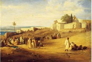 Scene Animee A L'entree D'une Ville, Algerie