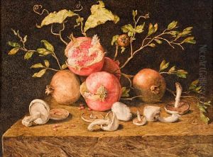 Natura Morta Di Melograni E Funghi