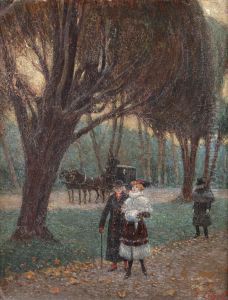 Promenade Au Bois De Boulogne by Emilio Longoni