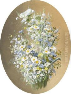 Daisies And Cornflowers by Paul De Longpre