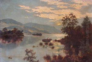 Coastal Scene With Man In Rowboat Atsunrise