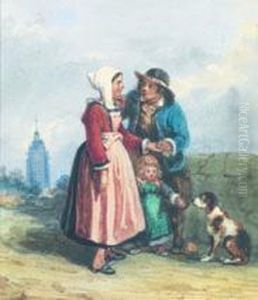 Couple De Bretons Au Petit Chien by Alexandre Marie Longuet