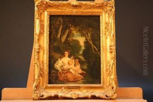 Jeune Femme Et Enfants Dans Une Clairiere by Alexandre Marie Longuet