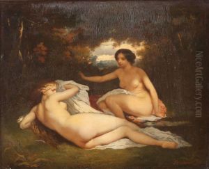 Weibliche Akte Auf Waldlichtung by Alexandre Marie Longuet