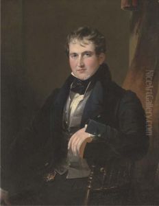 Portrait Of Sir James Worseley Taylor, Seated Three-quarter-length,in A Dark Blue Coat And Waistcoat