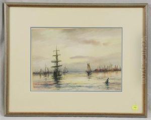 Sailing Ships In Boston Harbor by Charles Russell Loomis