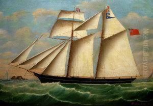 "top Sail Schooner Jane And Alice At Antwerp Master Owner Capt. Morris Lloyd"