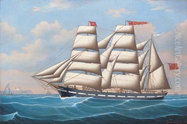 The Three-masted Barque Manitoba In Coastal Waters - view 1