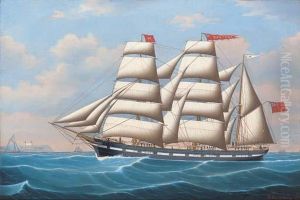 The Three-masted Barque Manitoba In Coastal Waters by Henry Loos