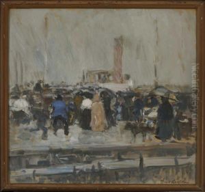 Regnerischer Markttag. by Hans Looschen