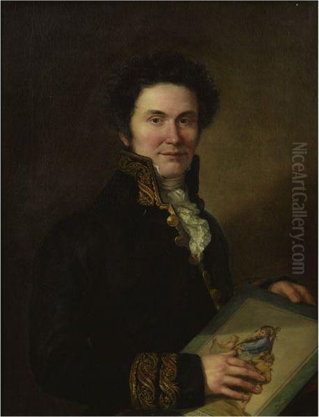 Portrait Of A Gentleman, Dressed In Military Tunic, Holding Aportfolio Of Illustrations - view 1