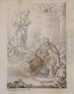 La Virgen Con El Nino Apareciendosea San Jose De Calasanz by Vicente Lopez y Portana
