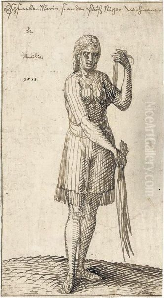 A Nigerian Woman Holding Reeds - view 1