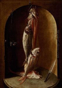 Bodegon De Pescados Y Cuchillo by Felix Lorente