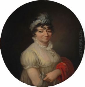 Portrait Of A Woman Dressed In White by Christian August Lorentzen