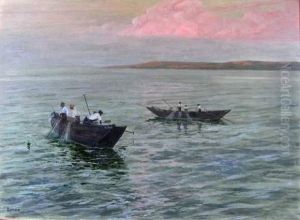 Pecheurs Sur Le Lac De Constance