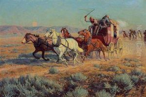 Stagecoach Pursued By Mounted Indians