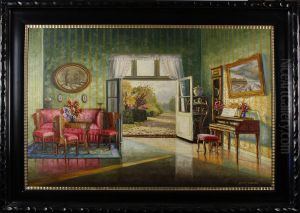 Interior Med Utsikt Mot Tradgard by Ernst Lorenz-Murowana