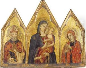Madonna Con Il Bambino, Santo Vescovo E Santa Maria Maddalena by Pietro Lorenzetti