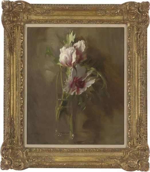 Peonies In A Glass Vase - view 1