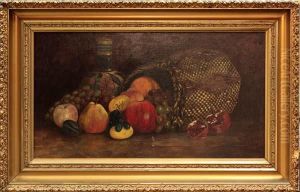 Still Life With Fruit Basket And Vase by Alma Royer Lorraine
